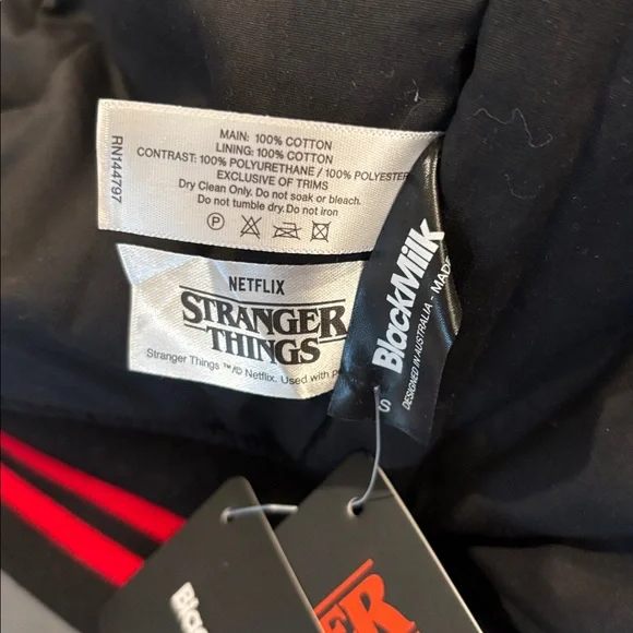 Stranger Things Hawkins Demogorgons Red Black Varsity Jacket BlackMilk Unisex S - Picture 11 of 12